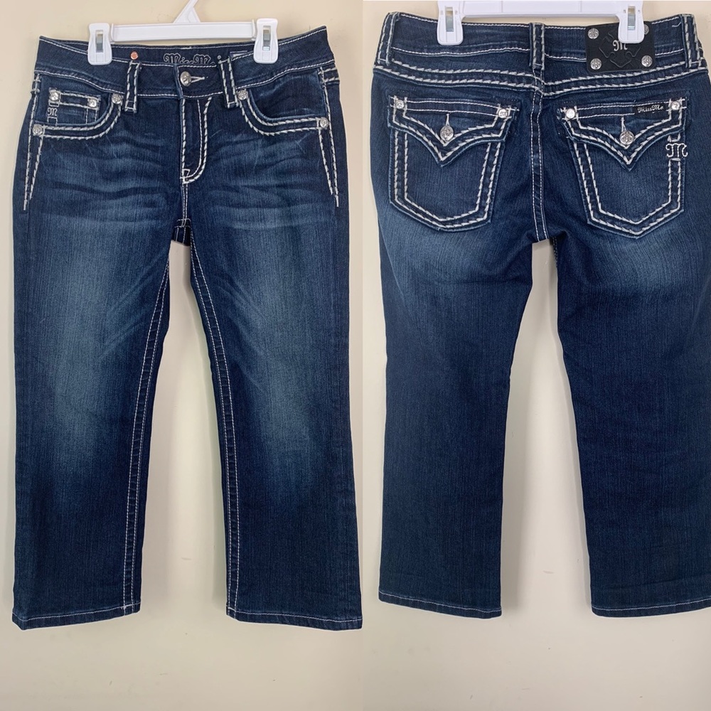 Miss Me Cuffed Capri Jeans Flap Pockets, 29